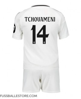 Günstige Real Madrid Aurelien Tchouameni #14 Heimtrikotsatz Kinder 2024-25 Kurzarm (+ Kurze Hosen)